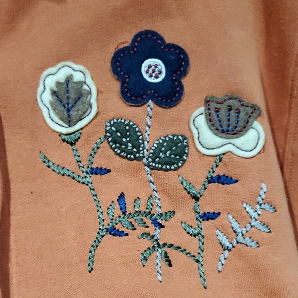 Vintage Orange Floral Embroidered Cardigan Shenanigans Romantic Fun Prairie Farm - Picture 5 of 9